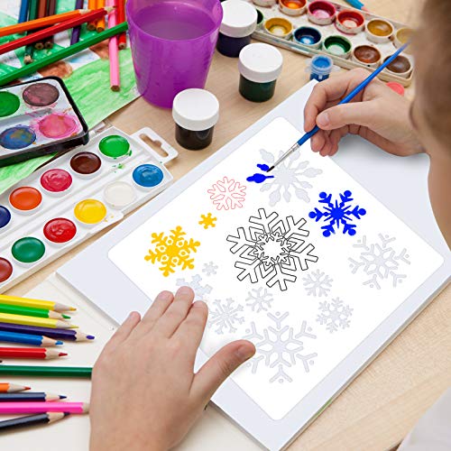 Konsait Large Christmas Snowflake Stencil Template,Reusable Plastic Painting DIY Crafts Templates,Xmas Snowflake Decor for Wood Window Glass Greeting Card,Cookies, Cake,Biscuit,Dessert,Coffee Decor