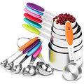 U-Taste Measuring Cups Spoons Set, 18/8 Stainless Steel, 12Pcs, Multicolor - color: Multicolors