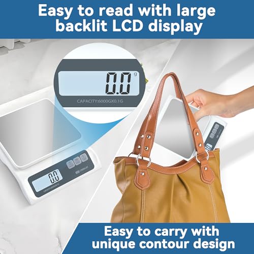 CYBERGIANT 13lb/0.1g Precision Digital Food Scale - Meal Prep Kitchen Baking & Espresso Coffee - Gram Scale with Stainless Steel Platform & LCD Display - color: White