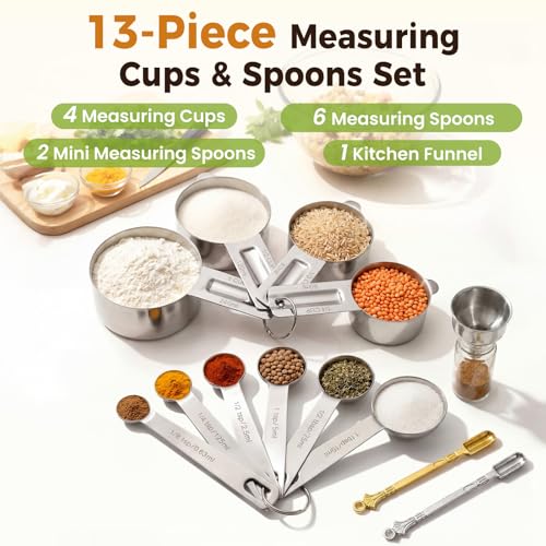 Measuring Spoons, 13-Piece Heavy Duty Stainless Steel Measuring Spoons Set - size: 13PCS
