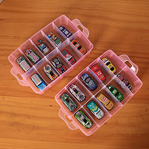 Sooyee 7 Layers Stackable Storage Container, 70 Adjustable Compartments Stackable Storage Container for Kids Toys, Art Crafts, Jewelry, Supplies, Mini Case & Letter Sticker Included,Pink - color: Pink, size: 7 Tier