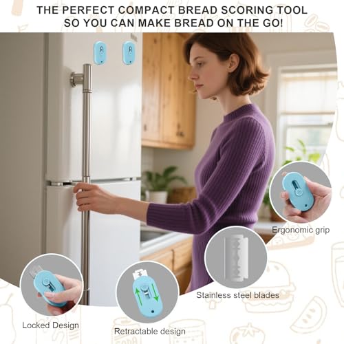 Herda Bread Lame Dough Scoring Tool, Retractable Magnetic Design - color: Blue
