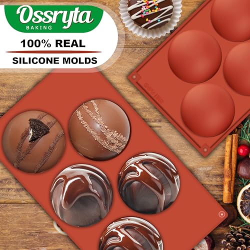 5-Cavity Extra Large Semi-Sphere Silicone Molds - Half Sphere Bakings Mold for Chocolate Bombs, Dome Cakes, Candy, Jelly & Mousse - Reusable Non-Stick Chocolate Mold Set (3 Pack) - color: 3Pcs, Extra Large 5-Cavity molds, size: Semi Sphere
