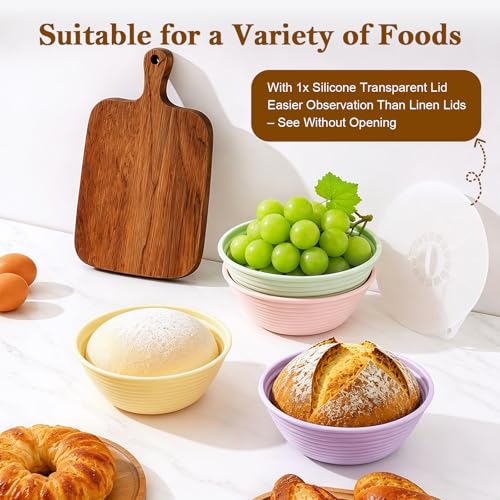 4 Pack Silicone Banneton Bread Proofing Baskets, 5" Collapsible Non-Stick Sourdough Proofing Bowls for Bread Baking, Round Dough Rising Baskets - size: 5"Round Basket-4 PCS