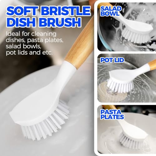 Holikme 6 Pack Dish Brush with Bottle Brush Scrub Brush Straw,Blanco - color: Blanco