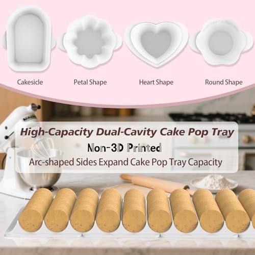 Cake Pop Molds Set, 4 Shapes with Tray，Non-3D Printed，1.75" Size
