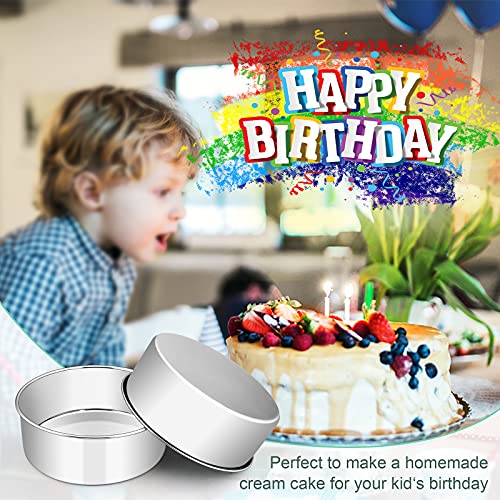 E-far 9½ x 3 Inch Cake Pan Set of 2, Stainless Steel Deep Cake Pans - size: 9.5 x 3 inches