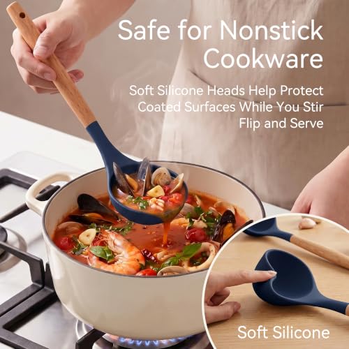 Silicone Kitchen Utensils Set, Heat-Resistant Cooking Utensils, BPA-Free - color: Blue