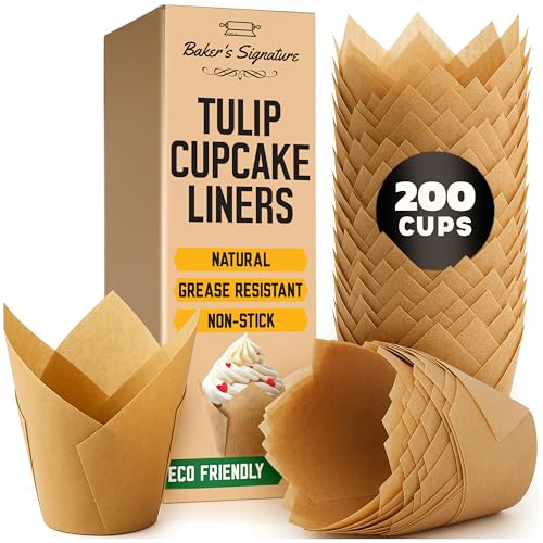 Tulip Cupcake Liners, Muffin Liners for Baking by Baker's Signature - color: 1.Natural Brown