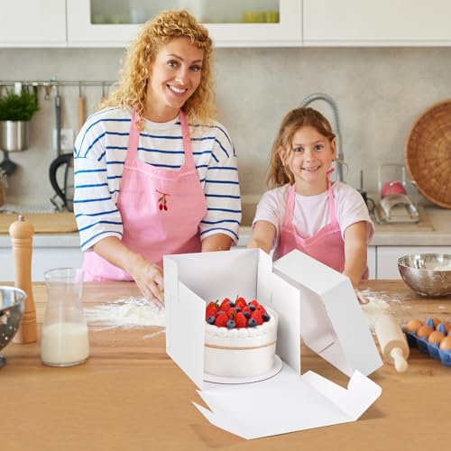 12Pcs 8x8x8 Inches Cake Boxes, White Square Bakery Boxes with Window - color: White, size: 8x8x8inch