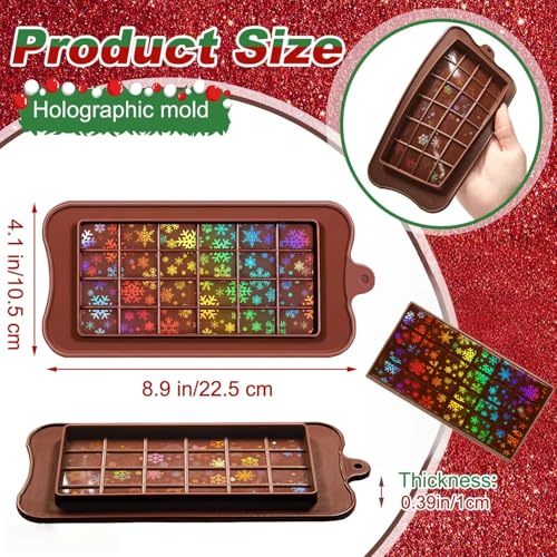 Ziliny Christmas Snowflake Candy Molds Holographic Chocolate Mold Silicone - color: Snowflake