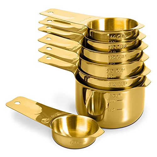 7-Piece 18/8 Stainless Steel Measuring Cups Set, Gold - color: Gold, size: 7 Piece