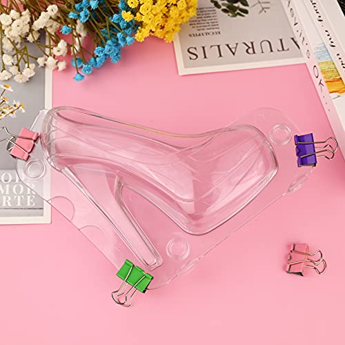 Sakolla High Heel Shoe Chocolate Molds, 3D Shoe Candy Molds Large Thick Soled Stiletto Molds with 4 Clips Cake Decoration for Wedding Birthday Party Baking Pastry Tool - color: High Heel Shoe/Transparent