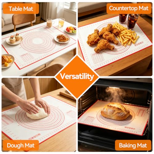 3 PCS Silicone Baking Mat Set：Bread Slings with Long Handles + 28"x20" Pastry Mat Non-Stick Reusable Sourdough Baking Supplies,Easy Clean, Kitchen Accessories