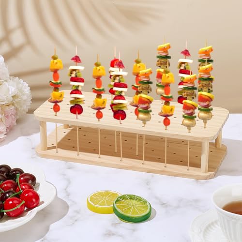 PH PandaHall Wood Cake Pop Stand for Dessert Table 37 Holes Natural Wooden Lollipop Display Stand Cake Pop Holder for Birthday Party Wedding Candy Display Decor, Burlywood - color: Burlywood