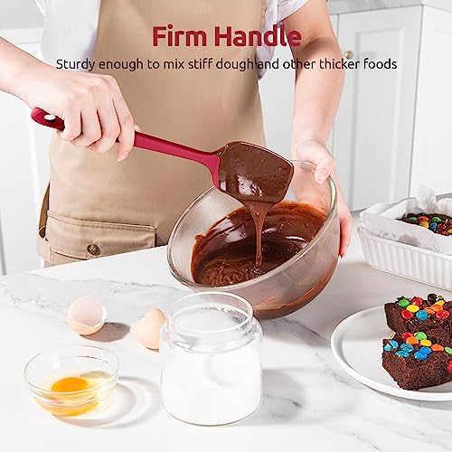 U-Taste Silicone Spoon Spatula Set of 3, 600°F High Heat Resistant, Red - color: Red