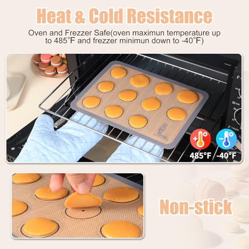 Silicone Baking Mat Macaron Set of 3-2 Half Sheet Liners 1 Quarter Sheet - color: Red,Blue,Gray, size: 16.5x11.6