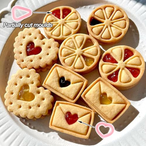 3pcs Mini Heart Cookie Cutter Set Lemon Envelope Heart Cookie Cutters for Kids & Adults Wedding Plastic 3D Cookie Cutters Set Fondant Stamp Biscuit Moulds DIY Baking Tool