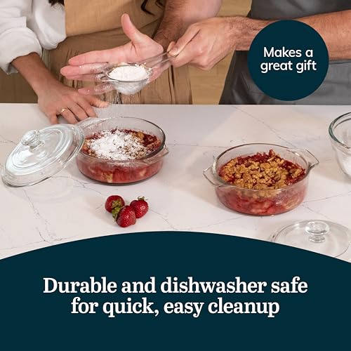 Libbey Baker's Basics 2-Piece Round Glass Casserole Dish Set with Lids - color: Basic - 2pc Round Set