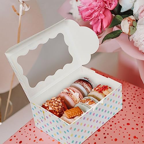 Polka Dot Cookie Boxes - 12 Pack - Pastel Bakery Gift Box with Window - color: Pastel Polka Dots
