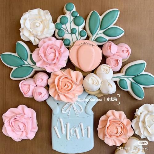 5Pcs Spring Flowers Cookie Cutters, Sunflower Dasiy Rose Tulip Shapes Biscuits Molds Stainless Steel Cutter Set for Mother's Day, Father's Day, Valentine's Day, Thanksgiving - color: Flower