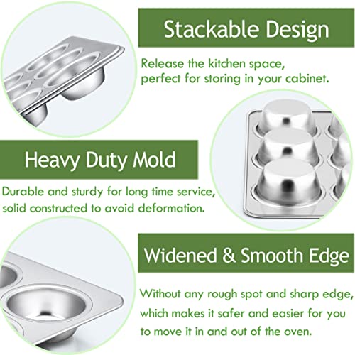 Herogo 12-Cup Stainless Steel Muffin Pan Tin for Baking - size: 12-Cup