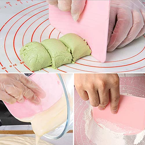 Dough Bowl Scraper Silicon Pastry Scrapers Home Kitchen Food Grade PE Backing Dough Blenders Hard Cutter for Cooking Bread Cake Mixing Pastry Dough Scrapers 4 Packs
