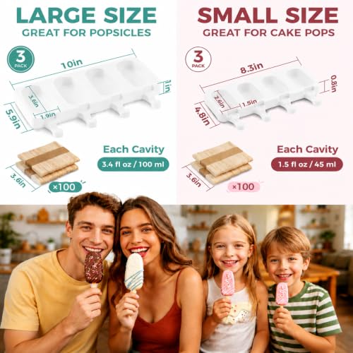 3 Pack Cake Pop Mold with Lids, Small Popsicles Molds, White - color: White, size: Small