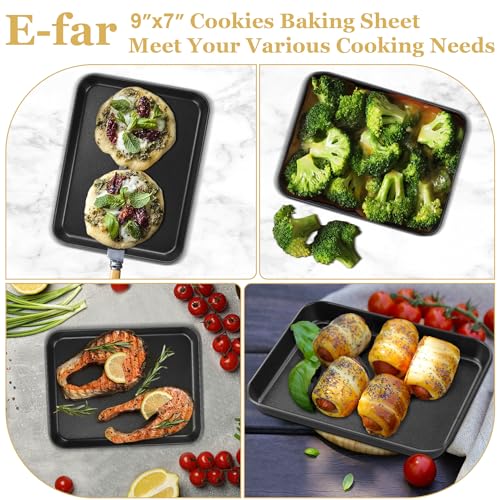 E-far Mini Toaster Oven Pan, 9x7x1" Small Baking Sheet Tray Pan, Nonstick - size: 9x7x1 Inches