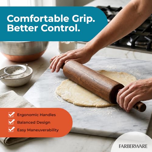 Farberware Acacia Wood Dough Rolling Pin - Brown - color: Wood