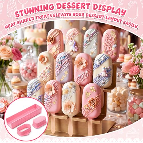 3.6in Cakesicle Cutter with 9in Tray, Pink Cakesicle Mold Set - color: Pink, size: 3.6in, style: Single Slot