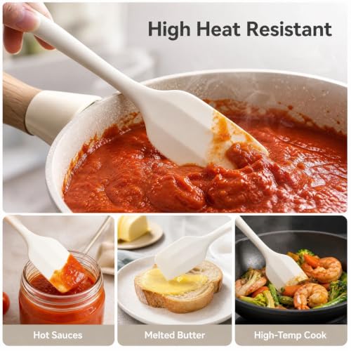 6-Piece Silicone Kitchen Utensil Set, Heat Resistant Silicone Spatula Set for Baking and Cooking - color: 6Pcs White Silicone Spatula Set