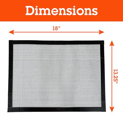 Camerons Grilling Mesh, Heavy Duty Non Stick Reusable Sheet, 13x18", 2 Pack