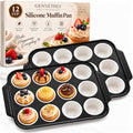 2 Pack Silicone Muffin Pans for Baking, 12-Cup Muffin Tin with Metal Frame - color: 2 White