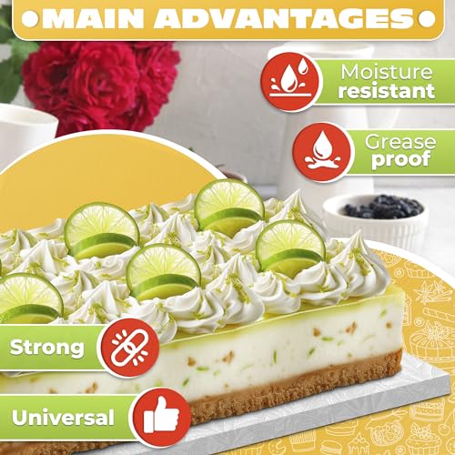 1/4 Sheet Cake Board, Rectangle Cake Drum 10x14 in, 1 Pc Thick White Base