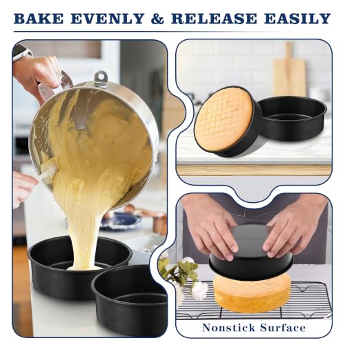 E-far 9 Inch Cake Pan, 3PCS Nonstick Stainless Steel Baking Cake Pans Tins - size: 9 Inches