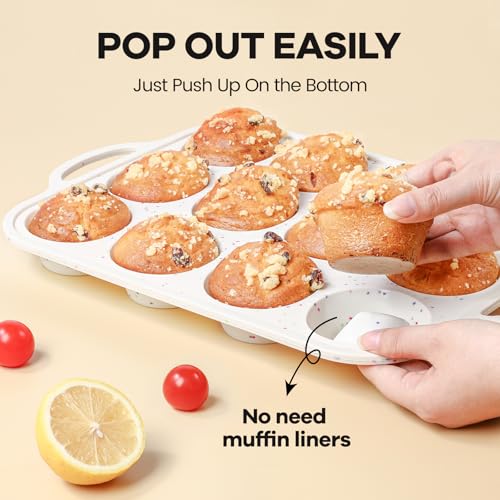 Silicone Muffin Pans for Baking 1 Pack, 2.8 Inch with Metal Reinforced Frame, Regular Size Nonstick Silicone Cupcake Pan 12 Cups for Baking Homemade Muffins, Cupcakes, Dishwasher Safe BPA Free - size: 12 Cup-1Pack