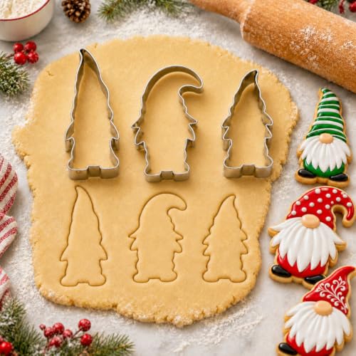 Large Christmas Gnome Cookie Cutters, 3-Piece Stainless Steel Set - style: Gnome