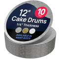 O'CREME Silver Wraparound Cake Pastry Round Drum Board 1/4 Inch Thick, 12 Inch Diameter - Pack of 10 - color: Silver, size: 12"