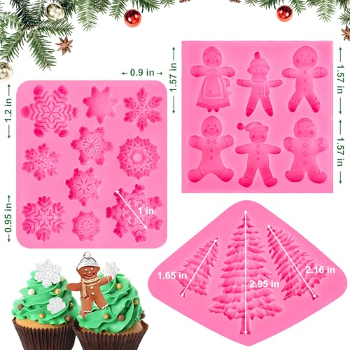JOERSH Christmas Silicone Fondant Molds, 3 Pcs - style: Christmas