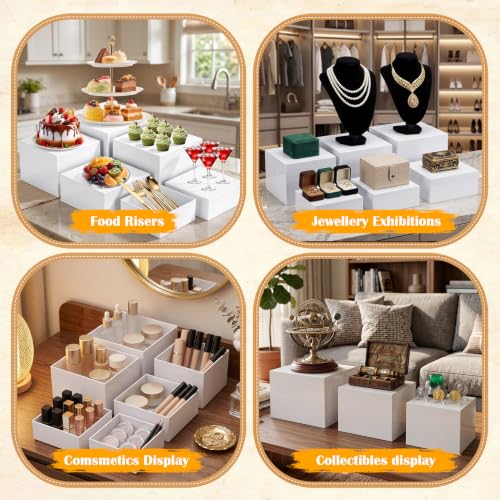 6 PCS Buffet Risers and Stands, Dessert Food Display for Buffet Table - color: White, size: 10" 9" 8.5" 8" 7.5" 6.8"