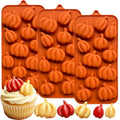 3 Pack Pumpkin Silicone Molds, 3 Sizes Mini Pumpkin Shaped Chocolate Candy Molds Food Grade Silicone Ice Cube Molds for Fall Festival Thanksgiving Halloween Baking, Jelly, Soap, Wax Melts - color: Pumpkin