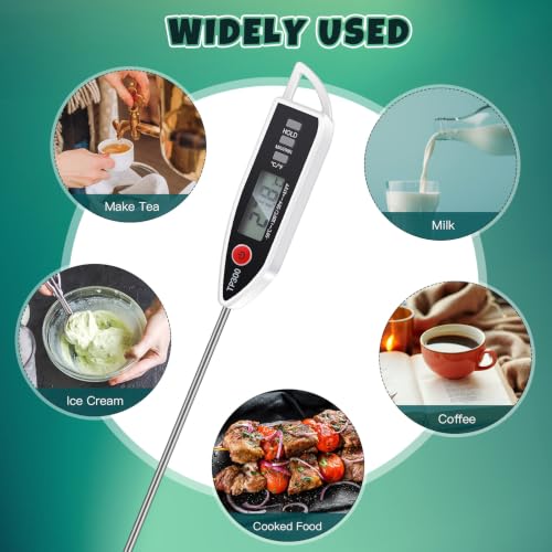 Copkim 6 Set Digital Food Thermometer Long Probe Instant,White - color: White