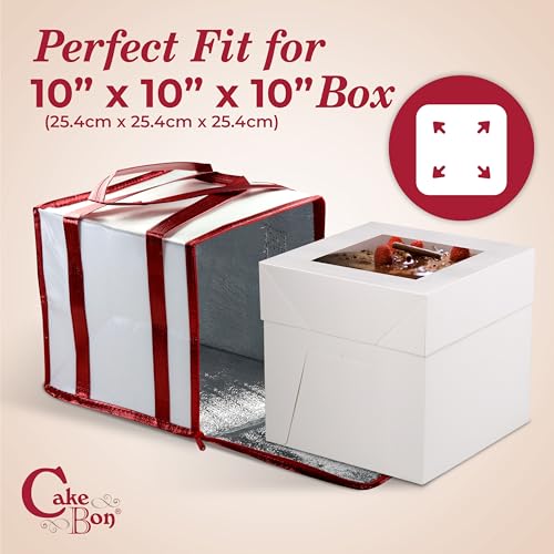 Cakebon 10" Insulated Cake Bag with Ice Pack Cooler Carrier 1Pack - size: 10 inch, style: White - 1 Pack