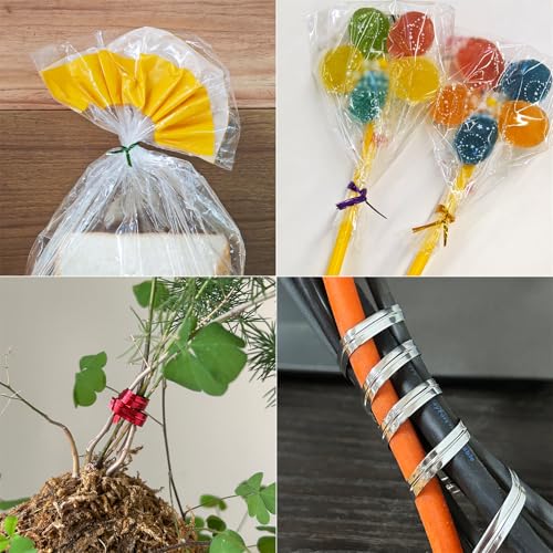 Silver Metallic Twist Ties 100 Yards – Heavy Duty Metal Twist Ties Roll for Bread Bags, Coffee Bags, Treat Bags, Garden Plants, Gift Wrapping, Crafts, Baking, and Cable Organization - color: silver