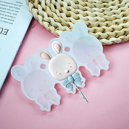 mostsomCute Rabbit Resin Epoxy Mold Handmade Rattle Shaker Lollipop Mould DIY Jewelry Making Models Kitchen Cake Mold 2PCS (M_ Rabbit) - size: M_ Rabbit
