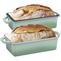 VORRINGARD Enameled Cast Iron Loaf Pan with Lid, Double Bread pan, Bread Dutch Oven for Sourdough Bread Baking, Cake, Meatloaf, 10X5.5 inch, 4 Quart, Green - color: Green