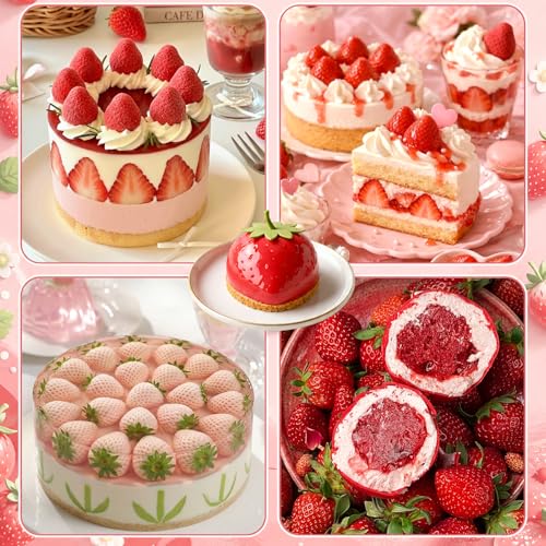 3D Strawberry Silicone Mold for Mousse Cake, Fruit Pudding Strawberry Molds - color: 15-Cavity Strawberry