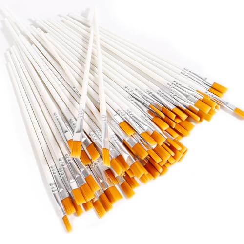 30Pcs Paint Brushes for Acrylics Painting, Flat Paint Brush Bulk, White - color: White
