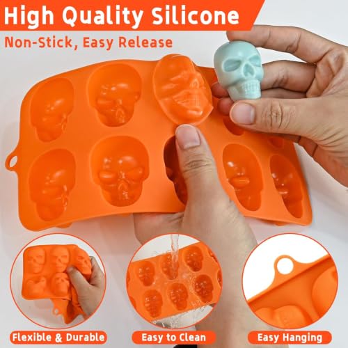 Halloween Silicone Molds 8-Cavity Chocolate Molds with Skull Shapes Spooky Fall Silicone Candy Molds for Baking Cake Soap Wax Melts Jelly Pudding 2Pcs - color: Style6
